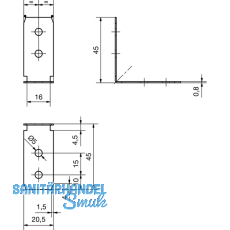 Befestigungswinkel Aktor ohne Befestigungsschraube, Aluminium natur