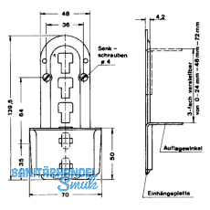 Bettbeschlag-Bettfix, 139,5 x 70 mm, Stahl gelb verzinkt