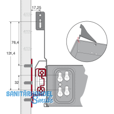 HETTICH SYSTEMA TOP 2000 Blendensttzen, Stahl Alu-Finish