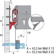 HETTICH SYSTEMA TOP 2000 Blendensttze, Stahl Alu-Finish