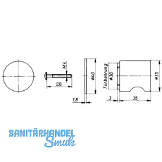 HEKNA ERGO-LINE SYSTEM 30 Mbelknopf Metall ohne Funktion, Zamak matt