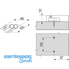 BLUM BLUMOTION Doppel-Kreuzadapterplatte, Kunststoff RAL 7036 platingrau