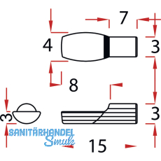 Steckbodentrger Lffelform, Bohr  5 mm, vernickelt, VPE 1000 ST