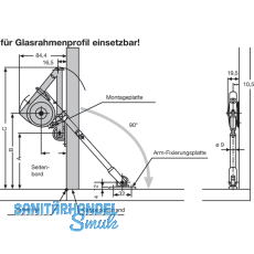 Bremsklappenhalter SDS, ffnungswinkel 90, Stahl vernickelt/Kunststoff wei