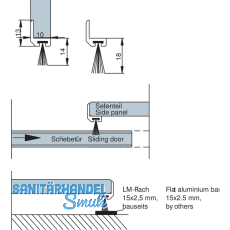 Brstenprofil Spaltma 14 - 18 mm, 3000 mm, silber eloxiert