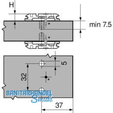 BLUM CLIP Kreuzmontageplatte, EXPANDO fr Zwillingsanschlag,Exzenter, D: 0 mm