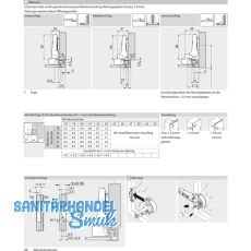 BLUM CLIP top BLUMOTION Alurahmenscharnier 95, 9,5mm, mit Feder, Schrauben