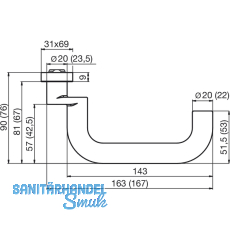 DORMA Drckerlochteil PREMIUM 8100 - A FS, 23, 5 mm, silber eloxiert
