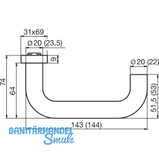 DORMA Drckerlochteil PREMIUM 8100 - 20, 0 mm, Edelstahl matt