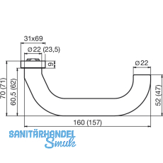DORMA Drckerlochteil PREMIUM 8350 - V, 23, 5 mm, silber eloxiert