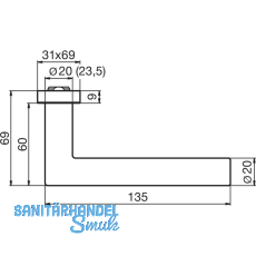 DORMA Drckerlochteil PREMIUM 8906 - 20, 0 mm, Edelstahl matt