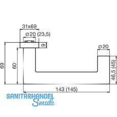 DORMA Drckerlochteil PREMIUM 8907 - 20, 0 mm, Edelstahl matt