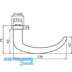 DORMA Drckerlochteil PREMIUM 8999 - 23, 5 mm, silber eloxiert