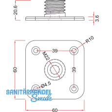 Befestigungplatte fr Dekorfu \"Torino\" 60x60 mm, Stahl