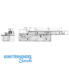 Fhrungsgehuse Dorma fr Schwinghebel, silber eloxiert