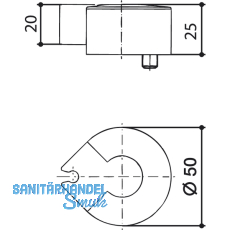 Trhalter mit Kunststoffklemm-Mechanismus und Puffer, Hhe 25 mm, silber elox.