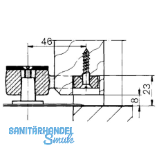 Trschiene DORMA 7411/46 f. Anschlagtr geflzt z. Aufschrauben, Stahl verzinkt