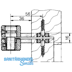 Zapfenband DORMA 7411 K/56 f. stumpfe Holztren m. Trhebel, Stahl verzinkt