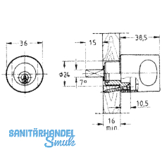 JuNie 3541 ASS Zylinder-Drehgriff rechts, Sperre BN 0101, Zamak
