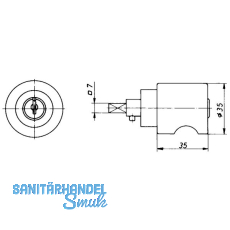 HEKNA ERGO-LINE SYSTEM 30 Zylinder Drehknopf Metall rechts, Zamak matt