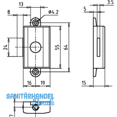 JuNie ASS 7581 Zylinder-Drehstangenschloss Dornma 16 mm, Zamak