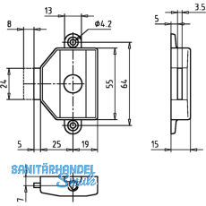 JuNie ASS 7581 Zylinder-Drehstangenschloss Dornma 25 mm, Zamak