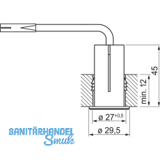 Druckschalter 230 V, 1-polig, mit 1000 mm Anschlussleitung, vernickelt matt