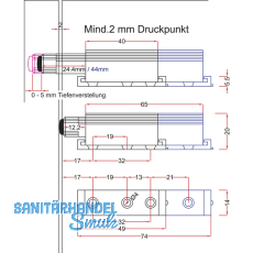 Druckfederschnapper, mit Dmpfer, Hub 44, Kunststoff grau
