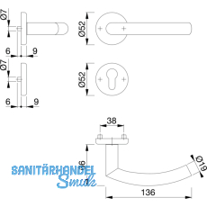 HOPPE Drckergt. ALTA - auf Ros. PZ, TS 39 - 47 Edelstahl