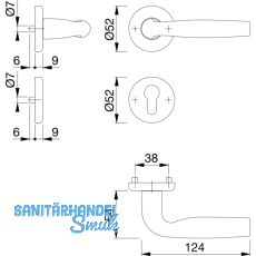 HOPPE Drckergt. MILOS - auf BB, TS 39 - 47, Alu chrom sat.