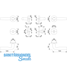 HOPPE Drckergt. MILOS - auf BB, TS 39 - 47, Alu chrom sat.