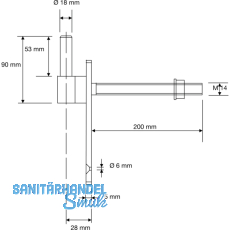 Durchschraubkegel 18 mm, M 14 x 195 mm, Edelstahl-Effekt