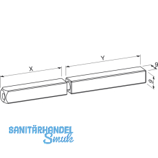 ECO Drckerstift geteilt, Vierkant 9 mm, 75/75