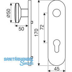 Knopfkurzschild K 130, PZ 72 mm, Edelstahl