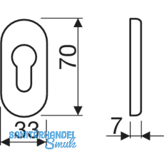 ECO Zylinderrosette PZ, 70 x 33 x 7 mm, Edelstahl rostfrei