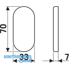 ECO Blindrosette BL, 70 x 33 x 7 mm, Edelstahl rostfrei