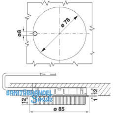 Einbauleuchte Micro Lynx B 230 V, 6 Watt,  85 mm, alufarbig