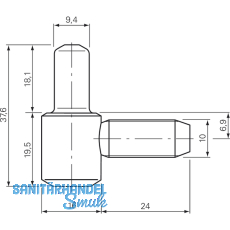 Einbohrband-Unterteil m. Zylinderkopf,  16 mm, Stahl verzinkt