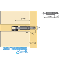 HETTICH RASTEX 15 Twister Einschraubdbel Direktgewinde, Bohr 5, Spannma 20