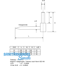 Einschraubkegel 14 mm, Edelstahl-Effekt