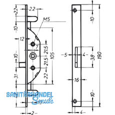 Einstecktrieb mit Stulp eckig, ohne Einlegestange, rechts, Stahl verzinkt