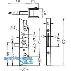 Einstecktrieb ohne Stulp, ohne Einlegestande, rechts, Stahl verzinkt