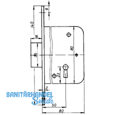 Einstemm-Riegelschloss 61005 tosisch, DM 50 mm, links, Stahl gelb passiviert