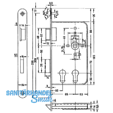 Einstemmschloss BMH 1015 PZW/2 PZ , rechts, DM 32/65, Edelstahl Stulp 24