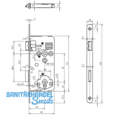Einstemmschloss GEGE ergo Keilbart, DM 50, Stahl verzinkt silberfrbig