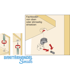 HETTICH VB 35 D Exzenter-Verbindungsbeschlag, Bohr 20, Plattenst. 19, vern.