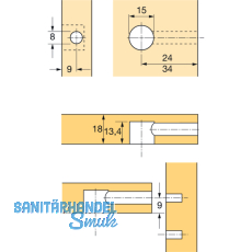 HETTICH RASTEX 15 Exzenter mit Abdeckrand, Bohr 15, Plattenst. 19