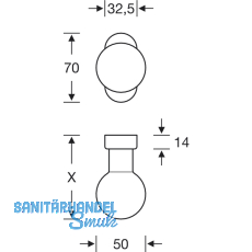 FSB Trknopf 07 0802 - auf Ros.  50 mm gerade, fest vernietet, Edelstahl