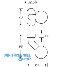 FSB Trknopf 07 0846 - auf Ros.,  50 mm gekrpft fest vernietet, Edelstahl