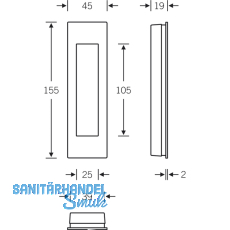 Schiebetrmuschel FSB 42 4251 eckig, geschlossen, Edelstahl feinmatt
